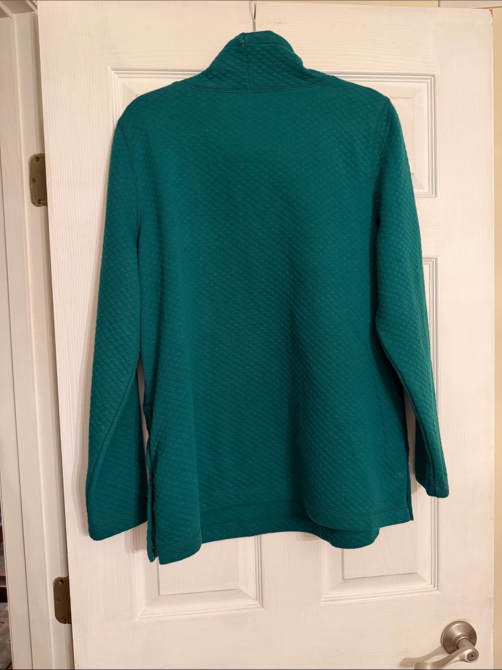 L.L.Bean Teal Quilted Funnel Neck Pullover XL - Picture 3 of 5
